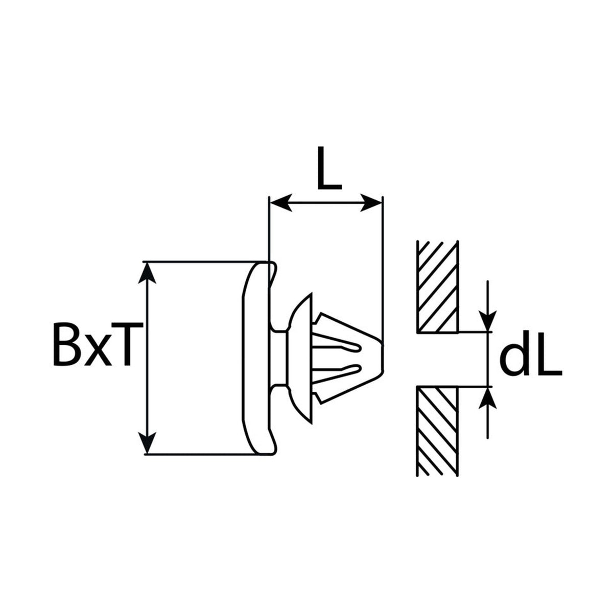 Kfz-Türdichtungsclip gelb, Kopf 12,7 × 5 mm, L 5,3 mm: Produktansicht