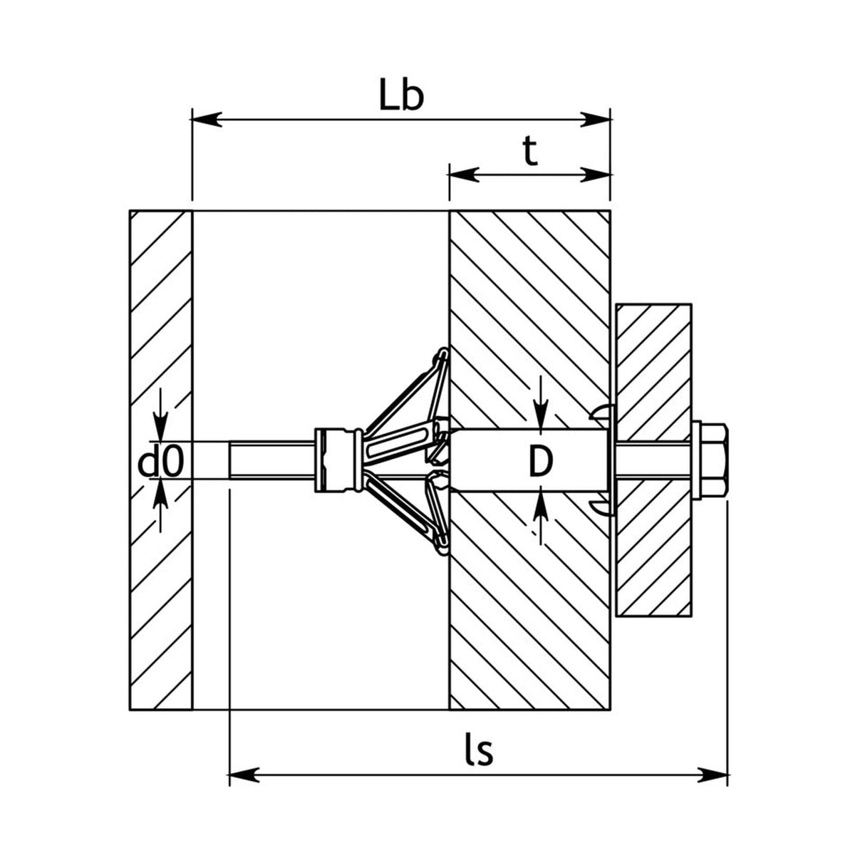 Metallhohlraumdübel mit Sechskantschraube, verzinkt, M8 × 65: Produktansicht