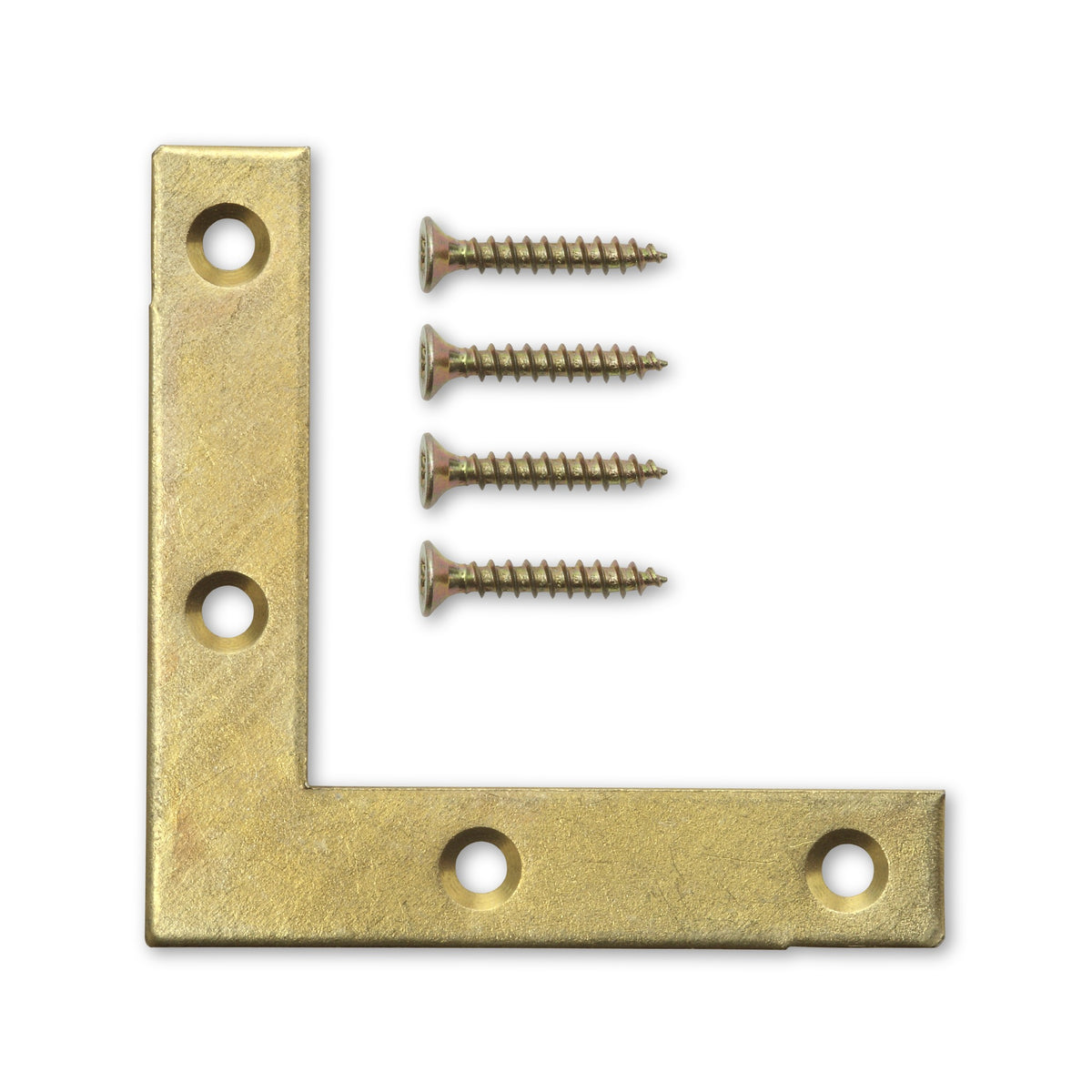 Möbelflachwinkel mit Schrauben, Stahl vermessingt, 50 × 10 × 1,3 mm: Produktansicht