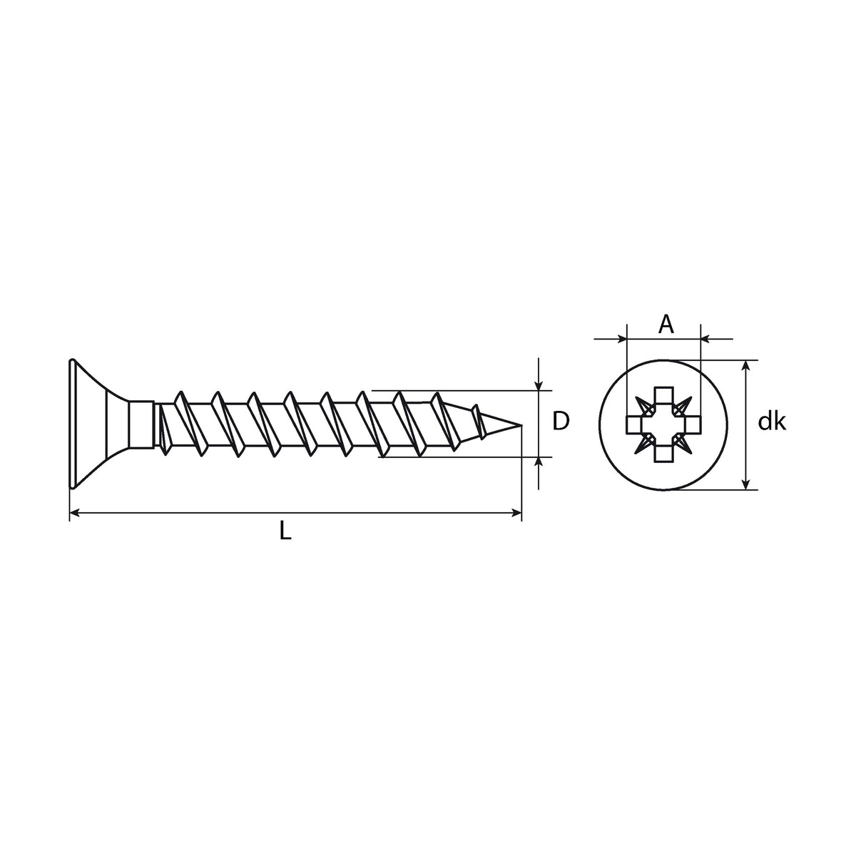 Scharnierbandschraube Senkkopf, Vollgewinde, Stahl verzinkt, 3 mm: Produktansicht