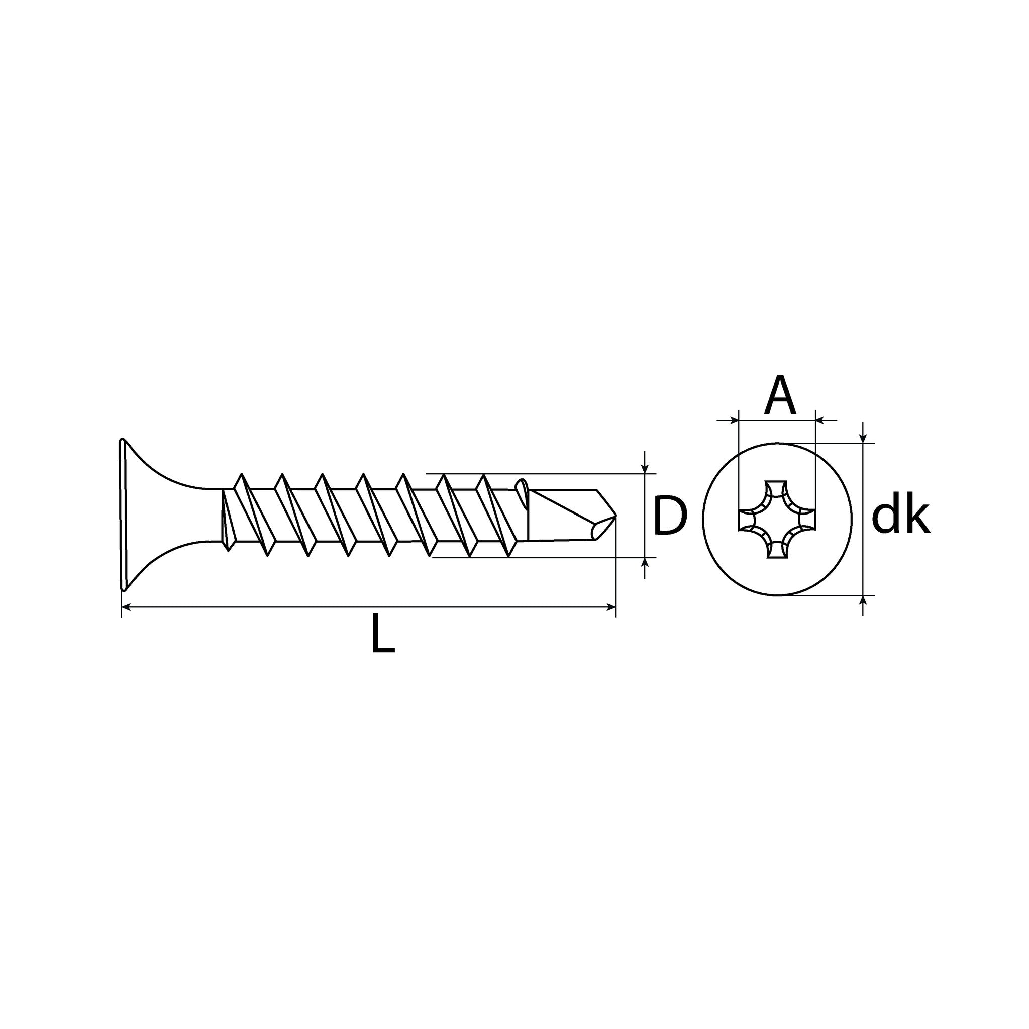 Schnellbauschraube PH Trompetenkopf, Bohrspitze, gegurtet, 3,5 × 35: Produktansicht
