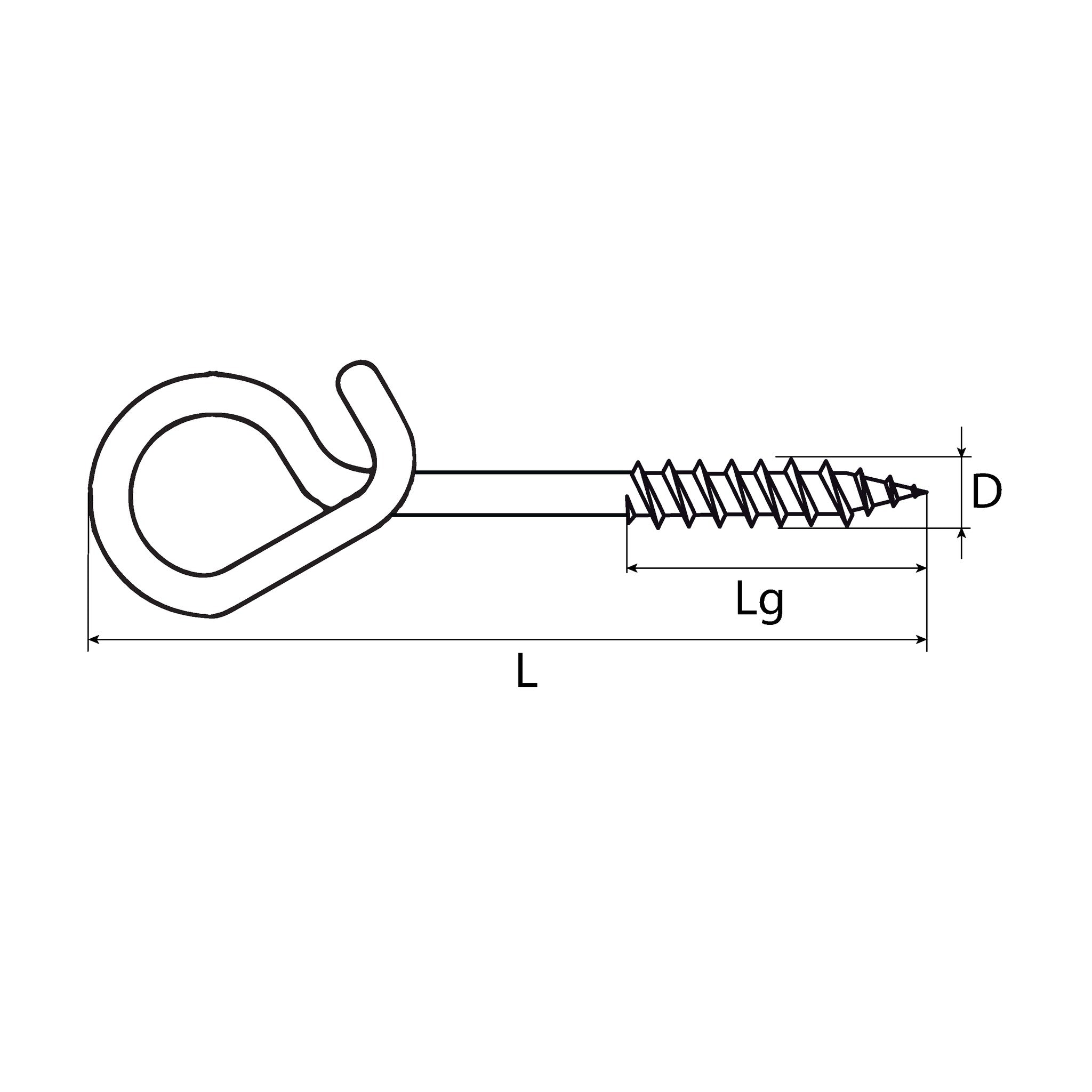 Sicherheitsschaukelhaken Holzgewinde, Stahl verzinkt, 10 mm: Produktansicht