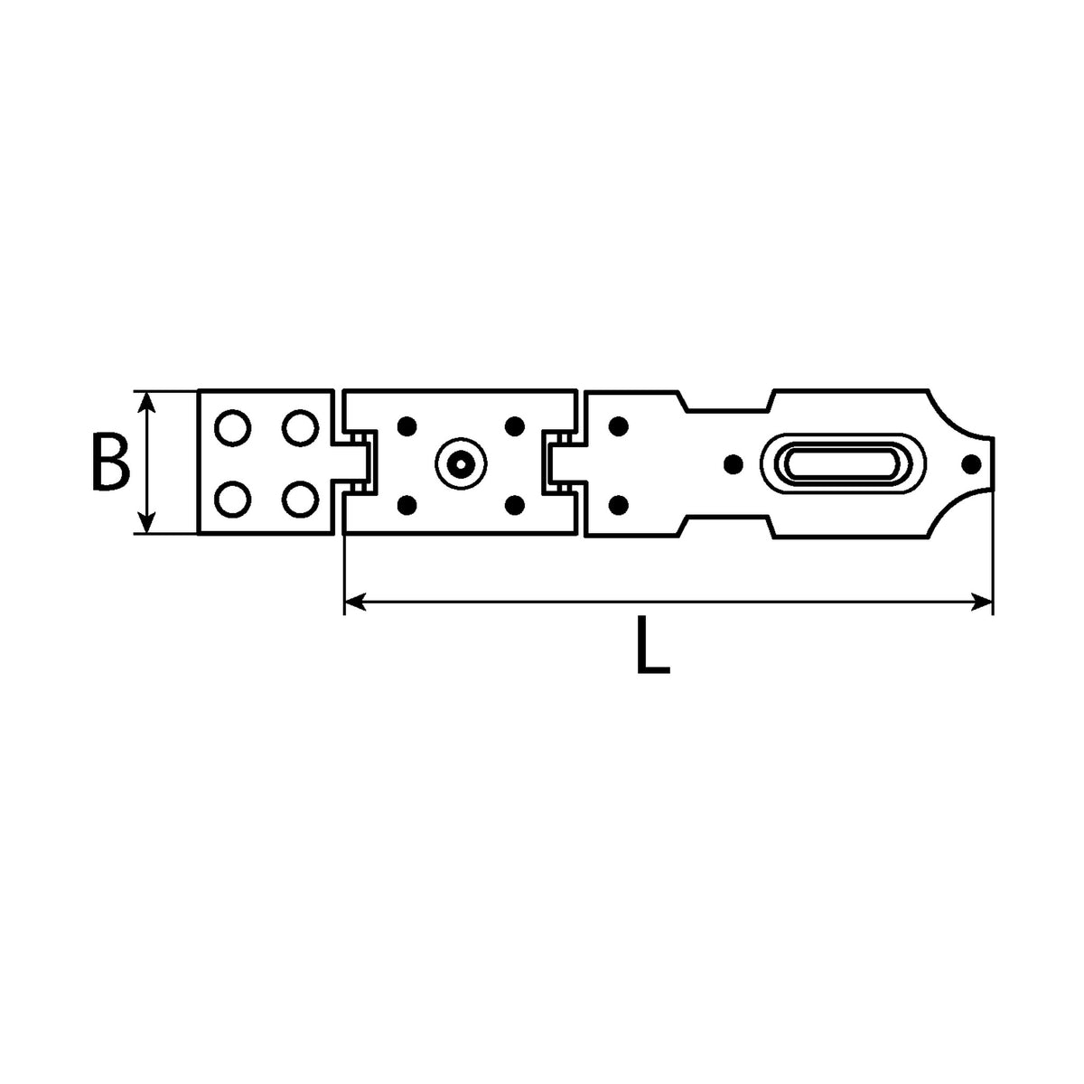 Sicherheitsüberfalle mit Öse, Stahl verzinkt, 120 × 27 mm: Produktansicht