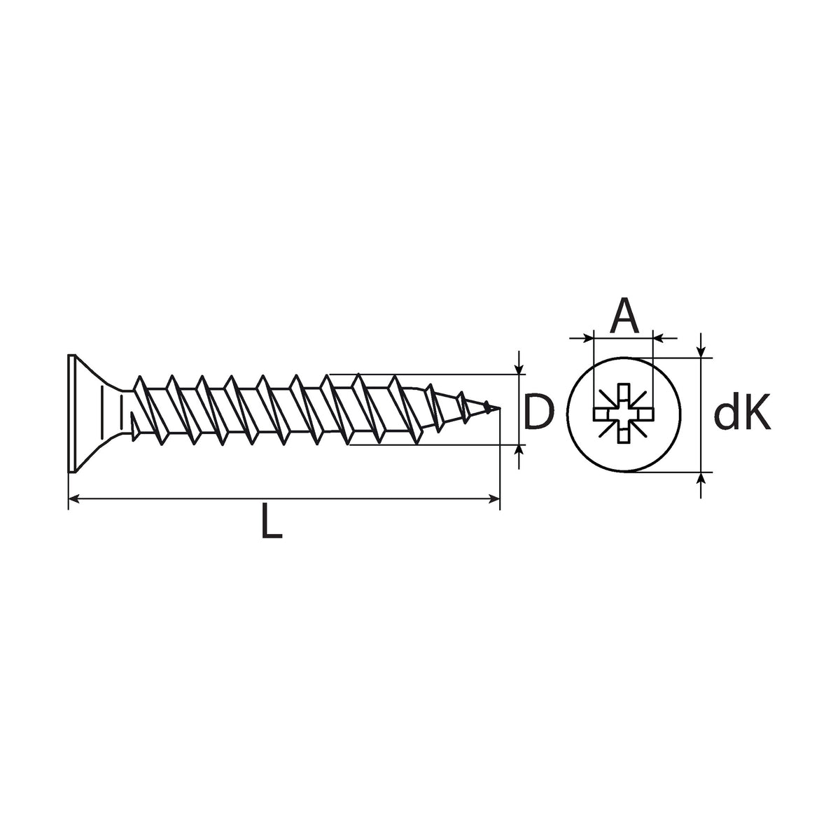 Spanplattenschraube PZ Senkkopf, Vollgewinde, verzinkt, 4 × 40 mm: Produktansicht