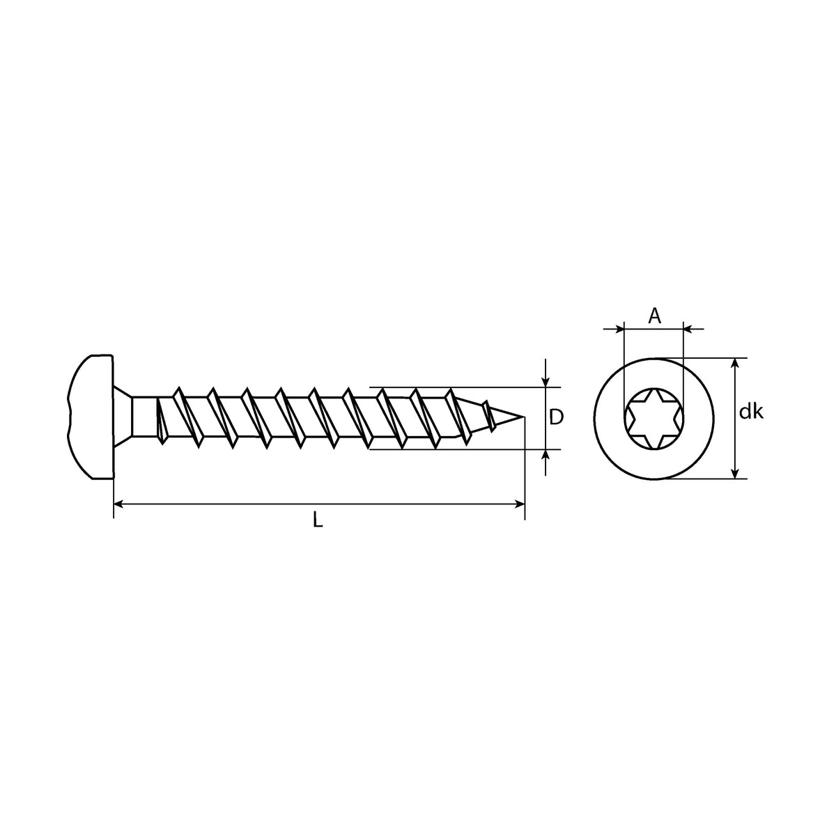 Spanplattenschraube TX Pan Head, Vollgewinde, Edelstahl A2: Produktansicht