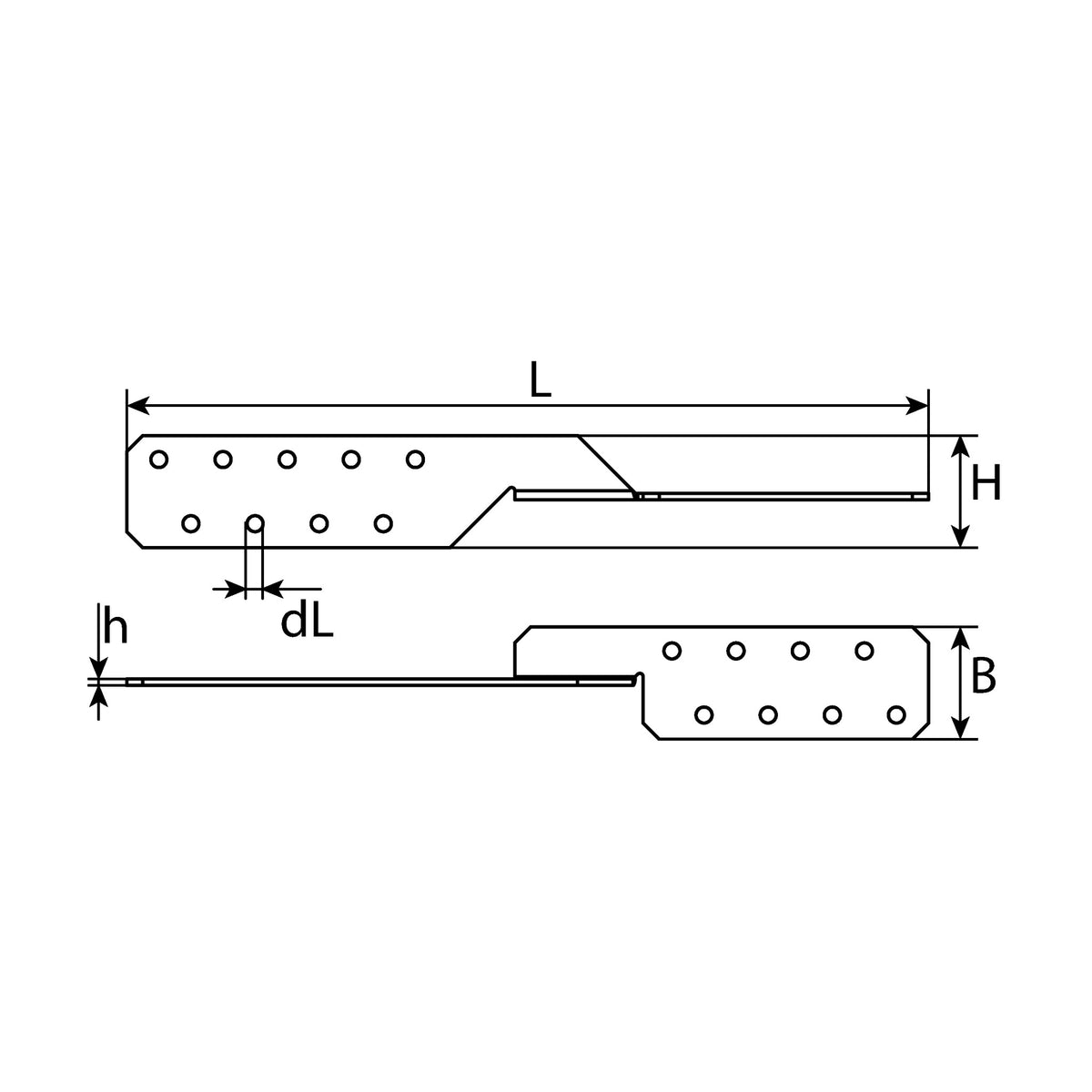 Sparrenpfettenanker universal, Stahl sendzimirverzinkt, 35 × 35 × 2 mm: Produktansicht