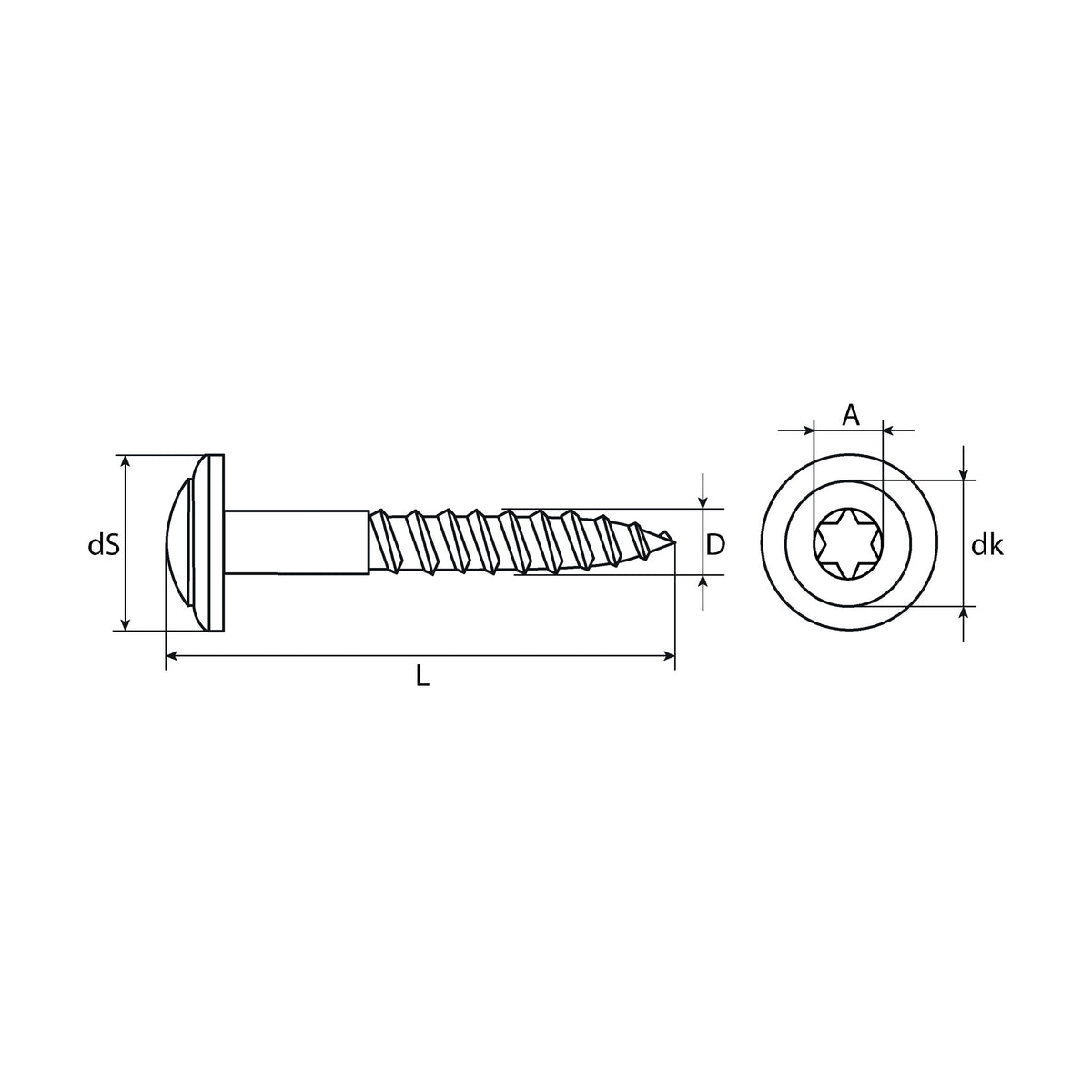Spenglerschraube TX Linsensenkkopf, Edelstahl A2, RAL 8017, 4,5 mm: Produktansicht