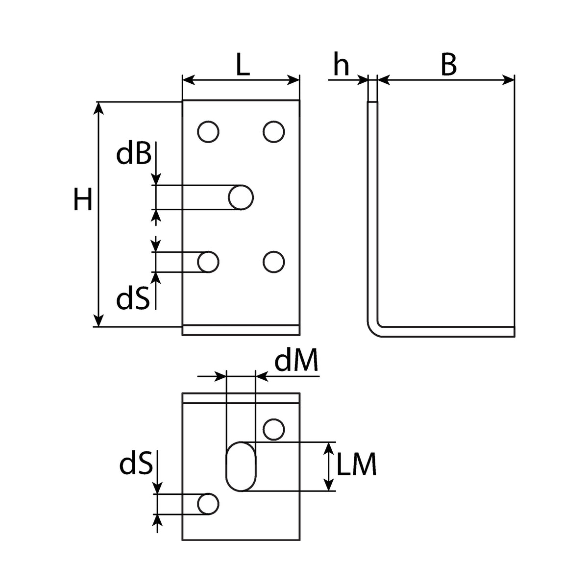 Stützenschuh L-Form zum Aufschrauben, feuerverzinkt, 60 × 115 mm: Produktansicht