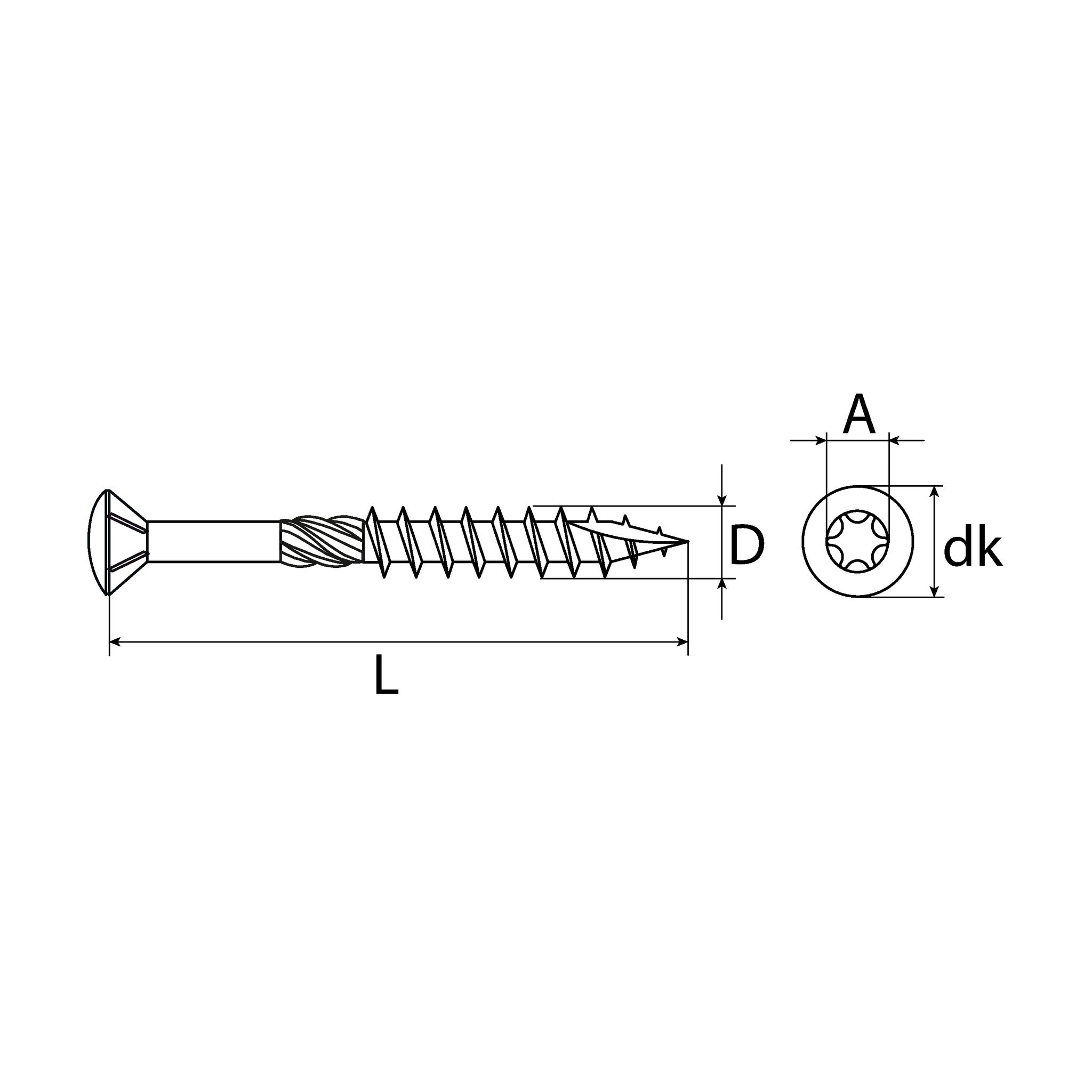 Terrassenschraube TX Senkkopf, Edelstahl C1, 5 mm: Produktansicht