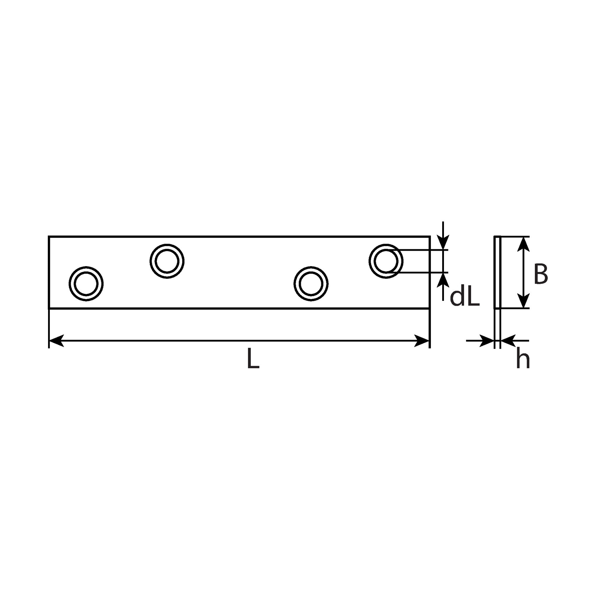 Verbindungsblech mit Schrauben, Stahl verzinkt, 15 × 2 mm: Produktansicht