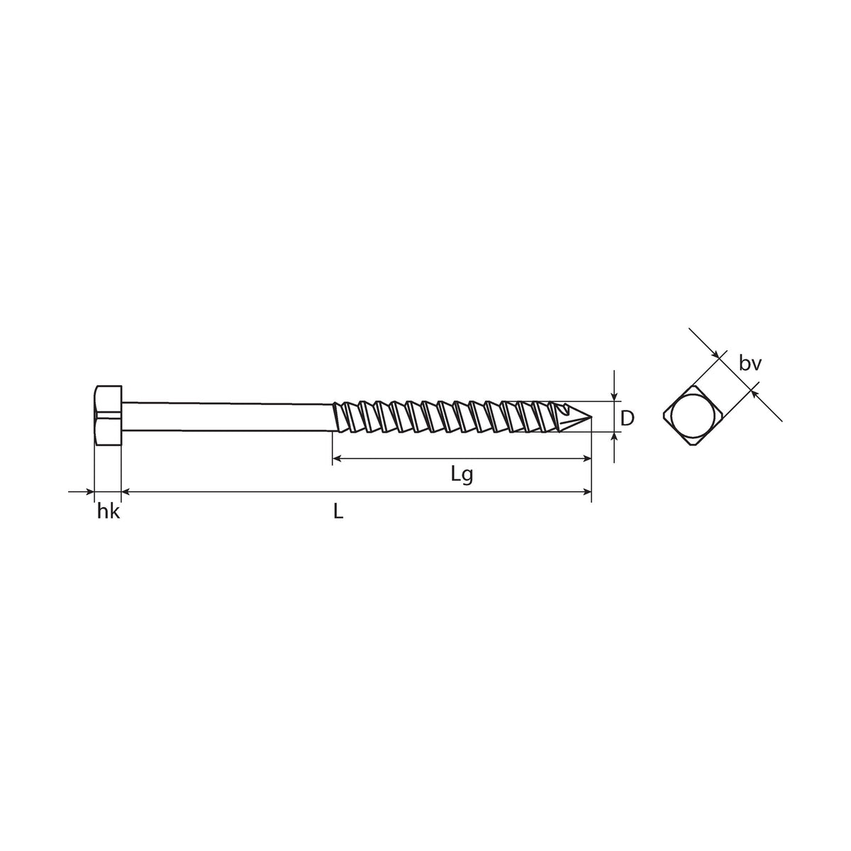 Vierkantholzschraube Vierkantkopf, Stahl verzinkt, 8 × 120 mm: Produktansicht