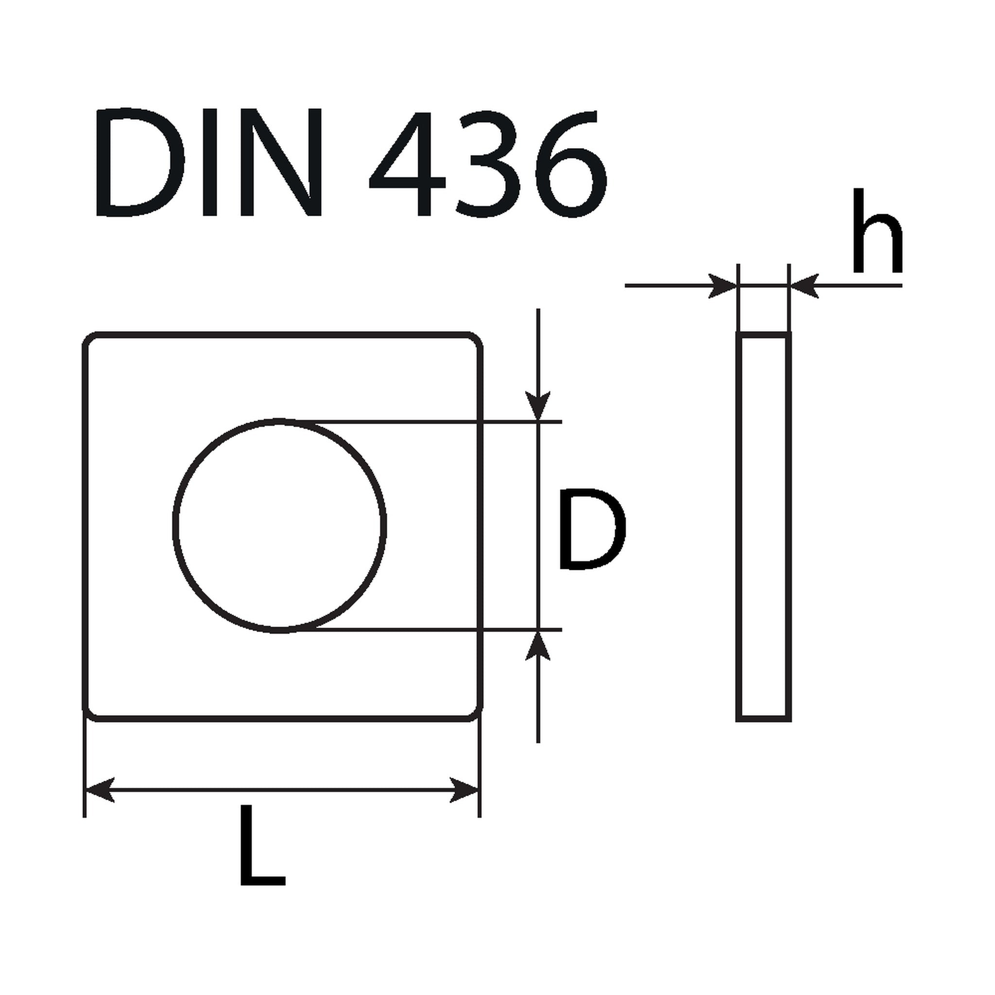 Vierkantscheibe, Stahl verzinkt, DIN 436, 17,5 × 50 mm: Produktansicht