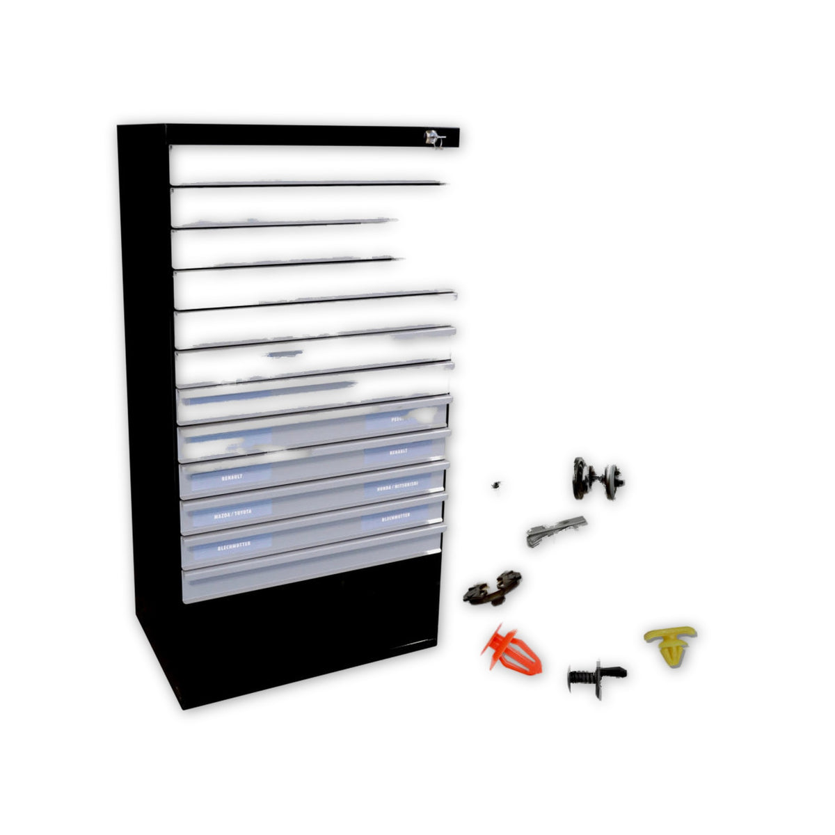 Werkstattregal Clips und Klammern bestückt, 1.165 × 540 × 345 mm: Produktansicht