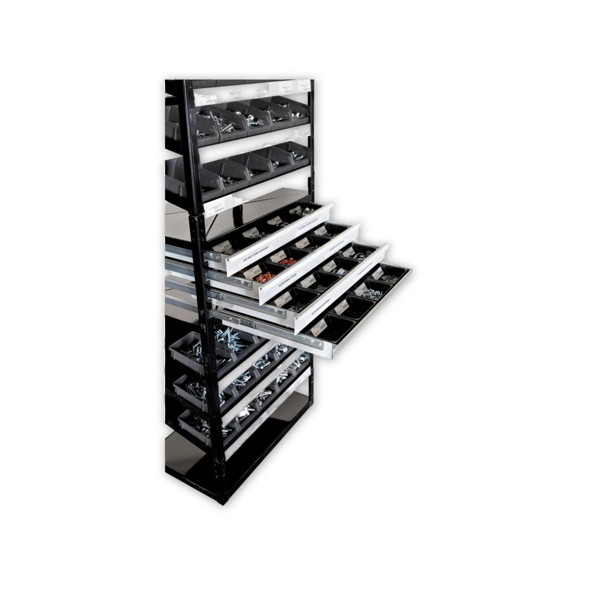 Werkstattregal DIN- und ISO-Teile schwarz, 1.620 × 540 × 360 mm: Produktansicht