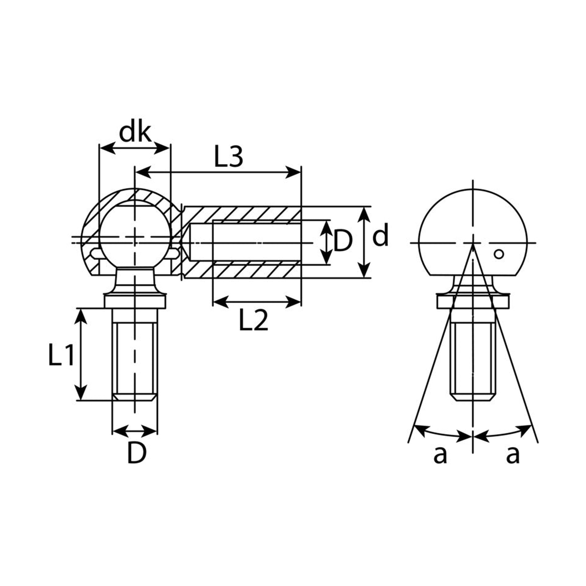 Winkelgelenk, Stahl verzinkt, DIN 71802, 18°: Produktansicht