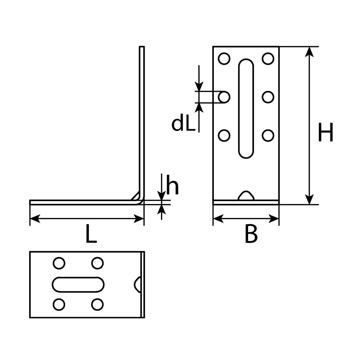 Winkelverbinder mit Langloch, Stahl sendzimirverzinkt, 50 × 30 × 2 mm: Produktansicht
